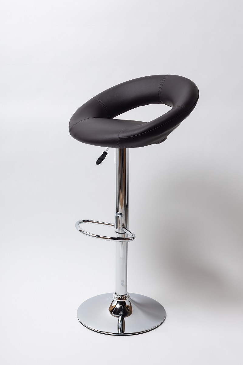 Барный стул на газлифте BN 1009-1 коричневый экокожа, основание хром