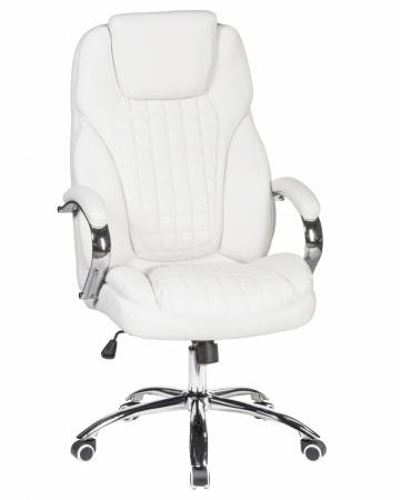 Офисное кресло для руководителей DOBRIN CHESTER LMR-114B белый, основание хром сталь