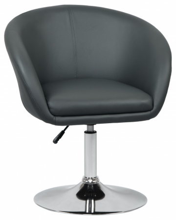 Кресло дизайнерское DOBRIN EDISON LM-8600, серый PU, основание хромированная сталь
