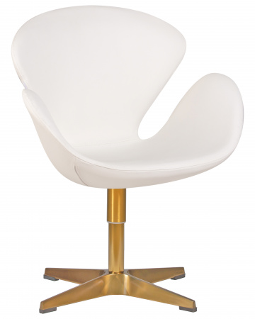 Кресло дизайнерское DOBRIN SWAN LMO-69A, Белый кожзам P23, золотое основание