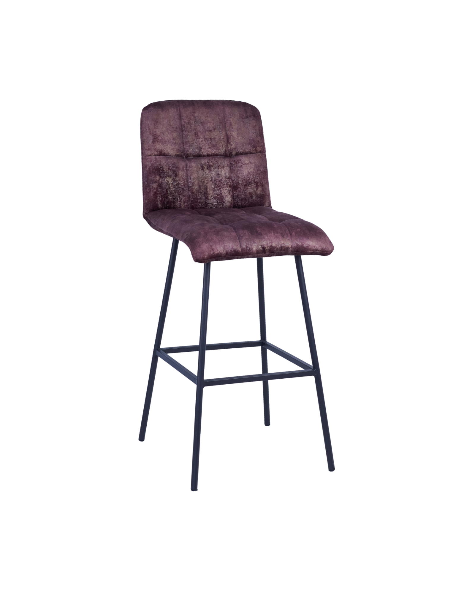 Барный стул ПРЕМЬЕР на металлическом основании, коричневый велюр