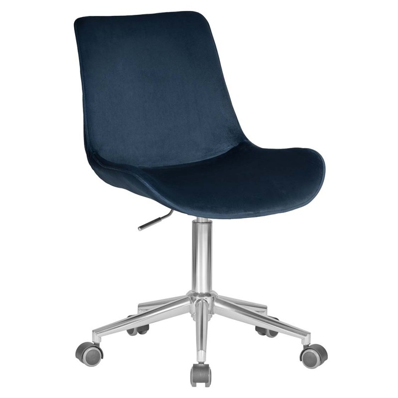 Кресло офисное для персонала DOBRIN DORA LM-9518, синий велюр, основание хромированная сталь