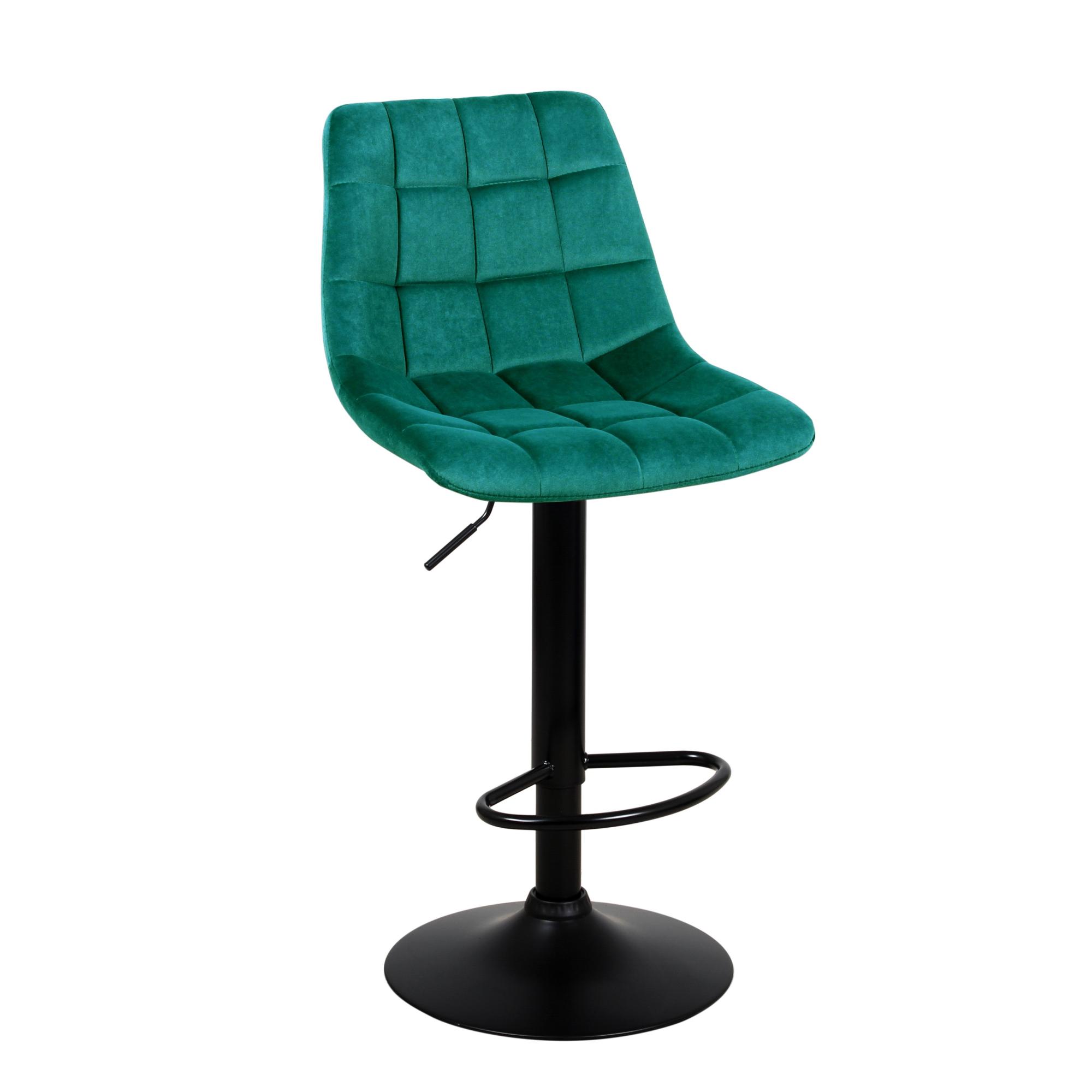 Барный стул на газлифте ЛИОН WX-2821 зеленый велюр, цвет основания черный