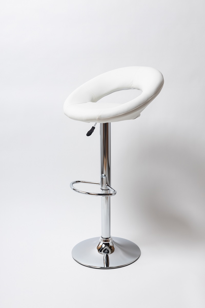 Барный стул на газлифте ВN 1009-1 белый экокожа, основание хром