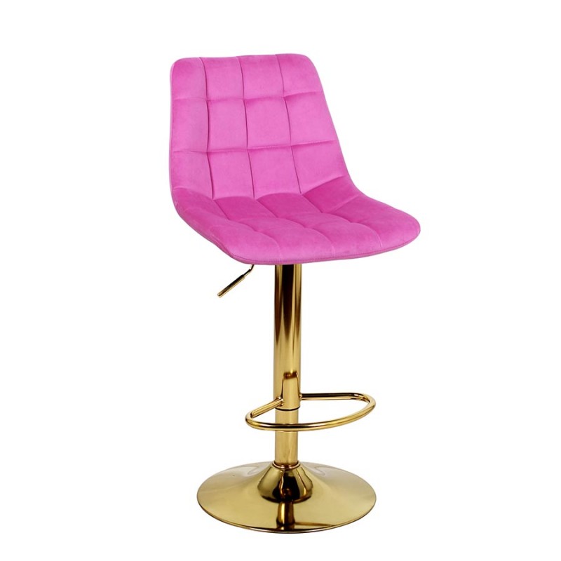 Барный стул на газлифте ДИЖОН WX-2822 розовый велюр, цвет основания золотой