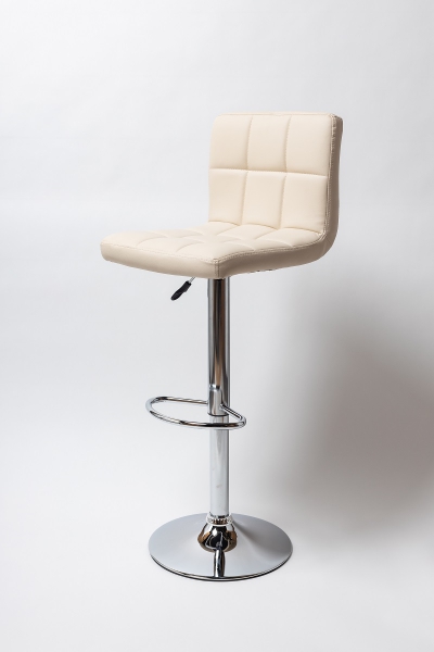 Барный стул на газлифте BN 1012 бежевый экокожа, цвет основания хром