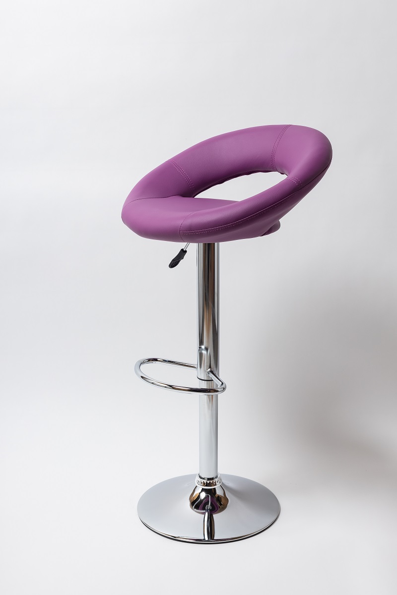 Барный стул на газлифте BN 1009-1, цвет пурпур экокожа, основание хром сталь