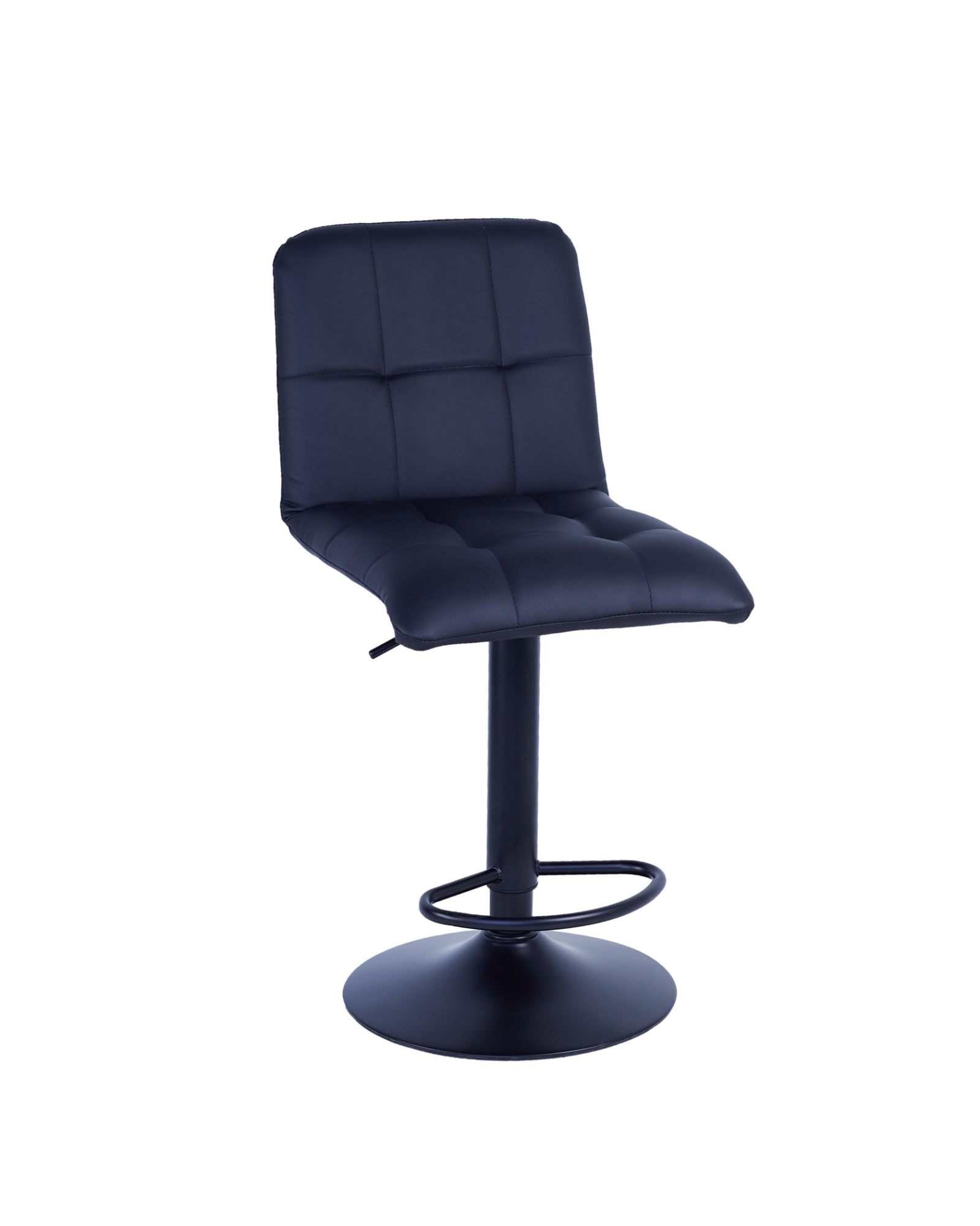 Барный стул на газлифте ПРЕМЬЕР, экокожа черный, цвет основания черный 