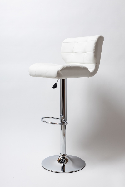 Барный стул на газлифте ВN 1064, цвет белый экокожа, основание хром сталь