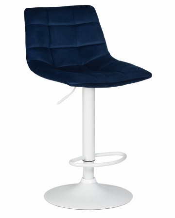 Барный стул на газлифте DOBRIN TAILOR WHITE LM-5017, синий велюр, белое основание