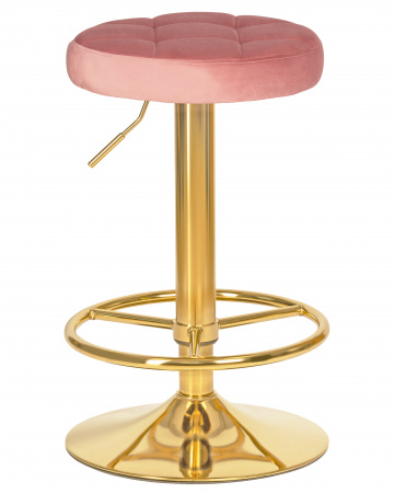 Барный табурет на газлифте DOBRIN BRUNO GOLD, цвет сиденья пудрово-розовый велюр (MJ9-32), цвет основания золотой