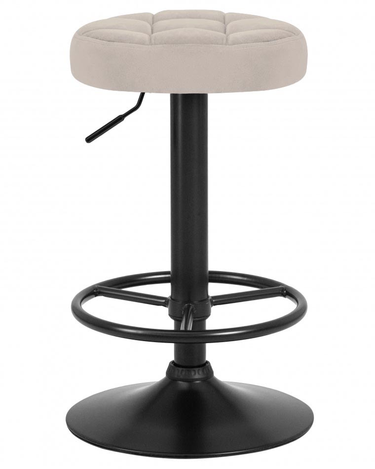 Барный стул на газлифте WX-2009 Спутник бежевый велюр, цвет основания черный