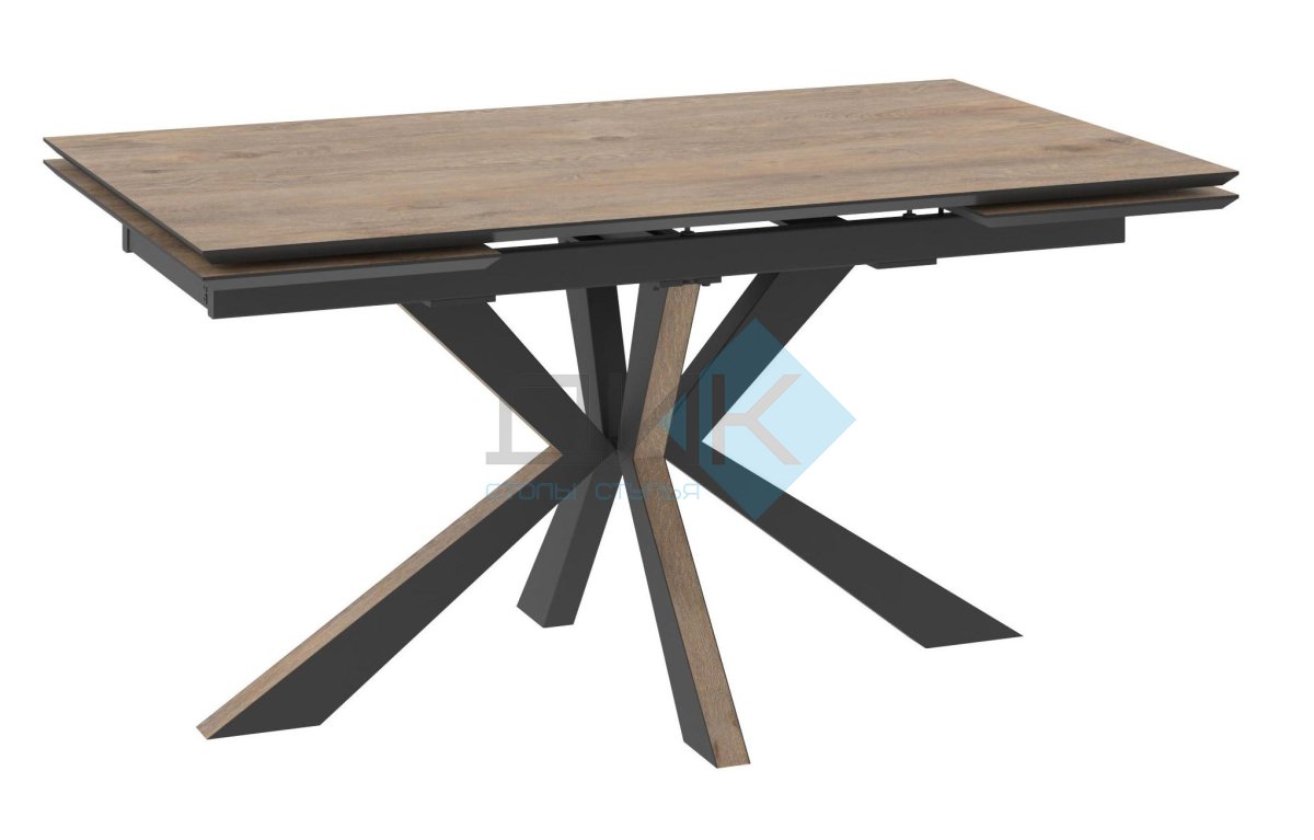 Стол обеденный DikLine ZE-150 Дуб винтажный (СОМРАКТ СЕR)/опоры черные