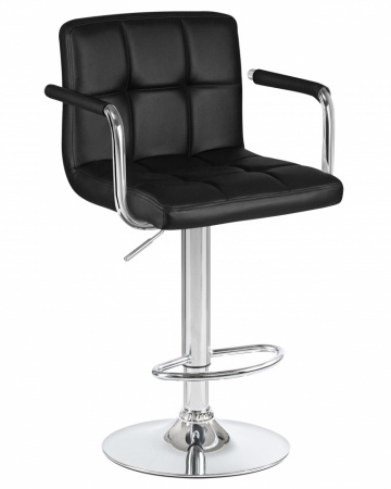 Барный стул на газлифте BN-1013, цвет черный, основание хром сталь