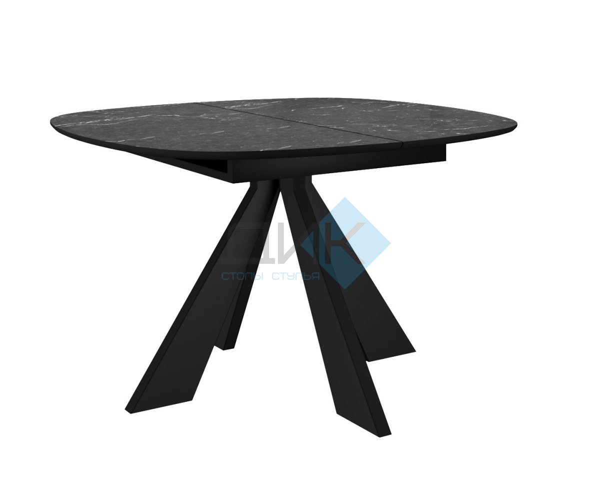 Стол DikLine SKК110 Керамика Черный мрамор, подстолье черное, опоры черные