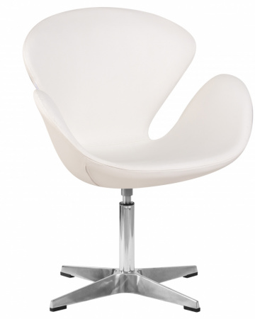 Кресло дизайнерское DOBRIN SWAN LMO-69A, белый кожзам P23, алюминиевое основание