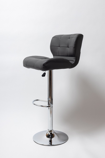 Барный стул на газлифте BN 1064, цвет серый экокожа, основание хром сталь