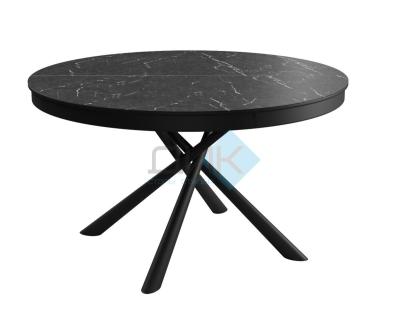 Стол круглый DikLine KR120 Керамика мрамор черный Калаката, подстолье черное, опоры черные