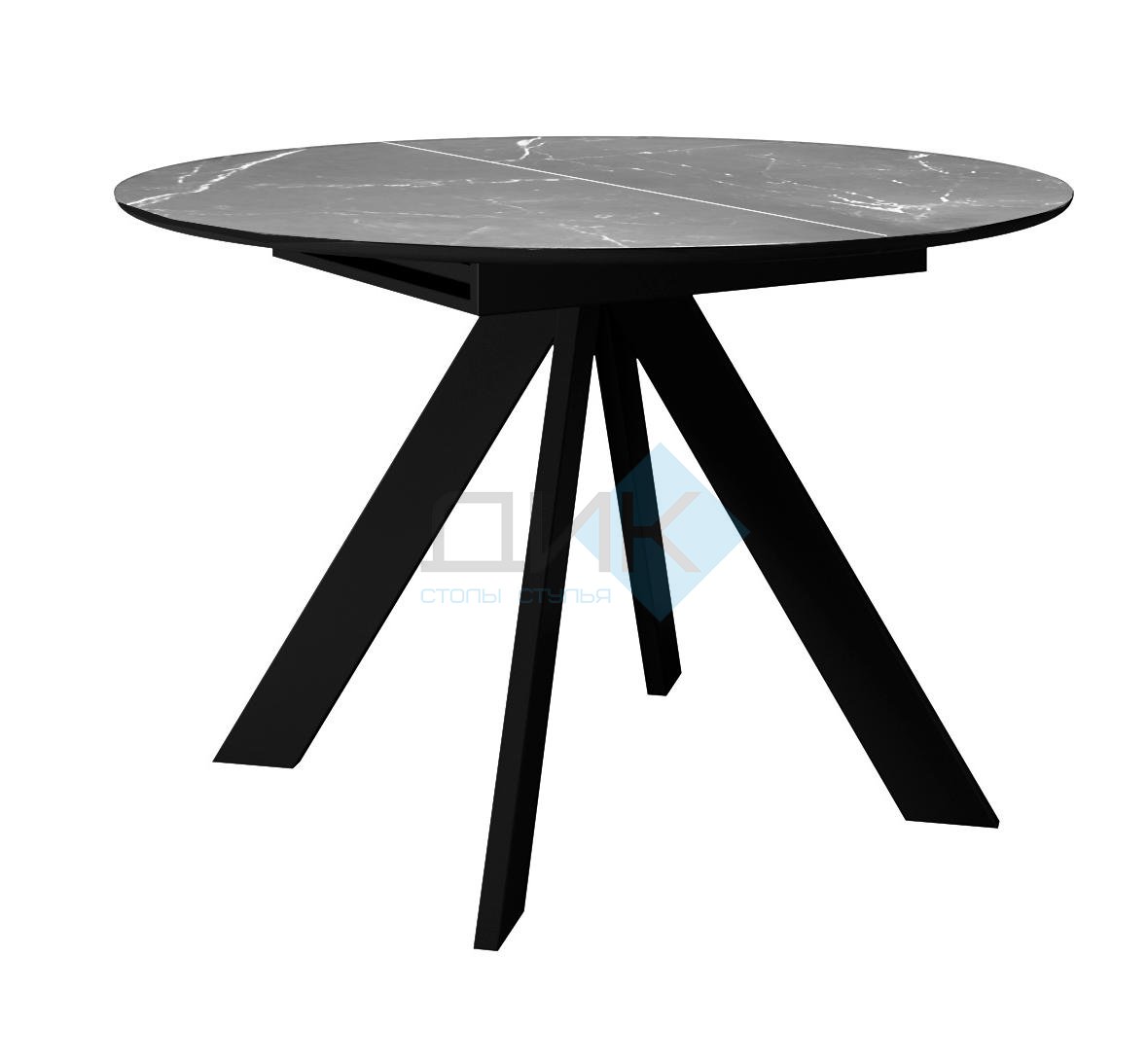 Стол круглый DikLine SKС100 d1000, Керамика Серый, подстолье черное, опоры черные