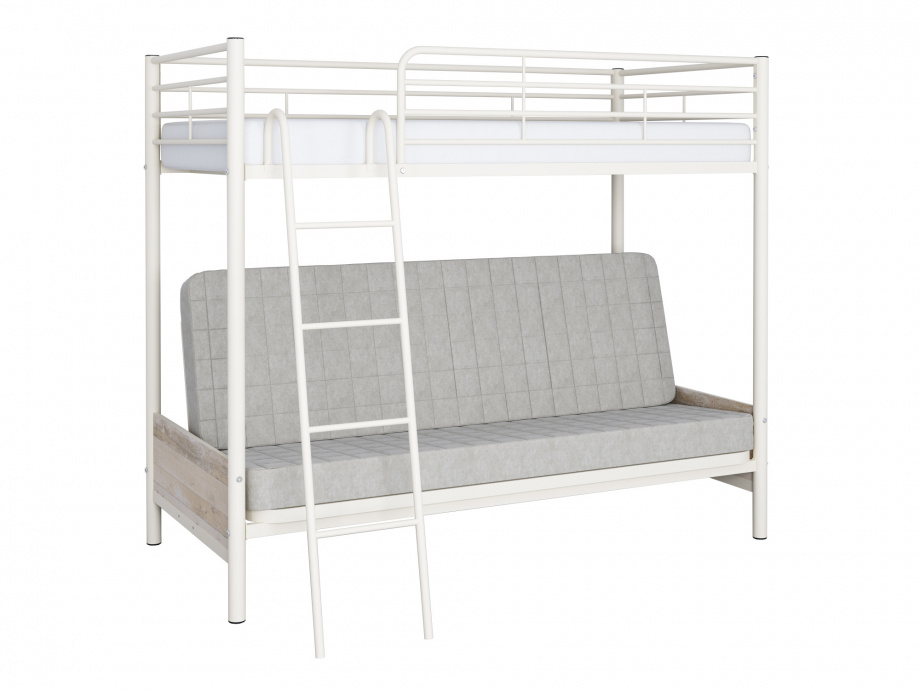 Кровать двухъярусная с диваном Мадлен 2, цвет белый/бежевый