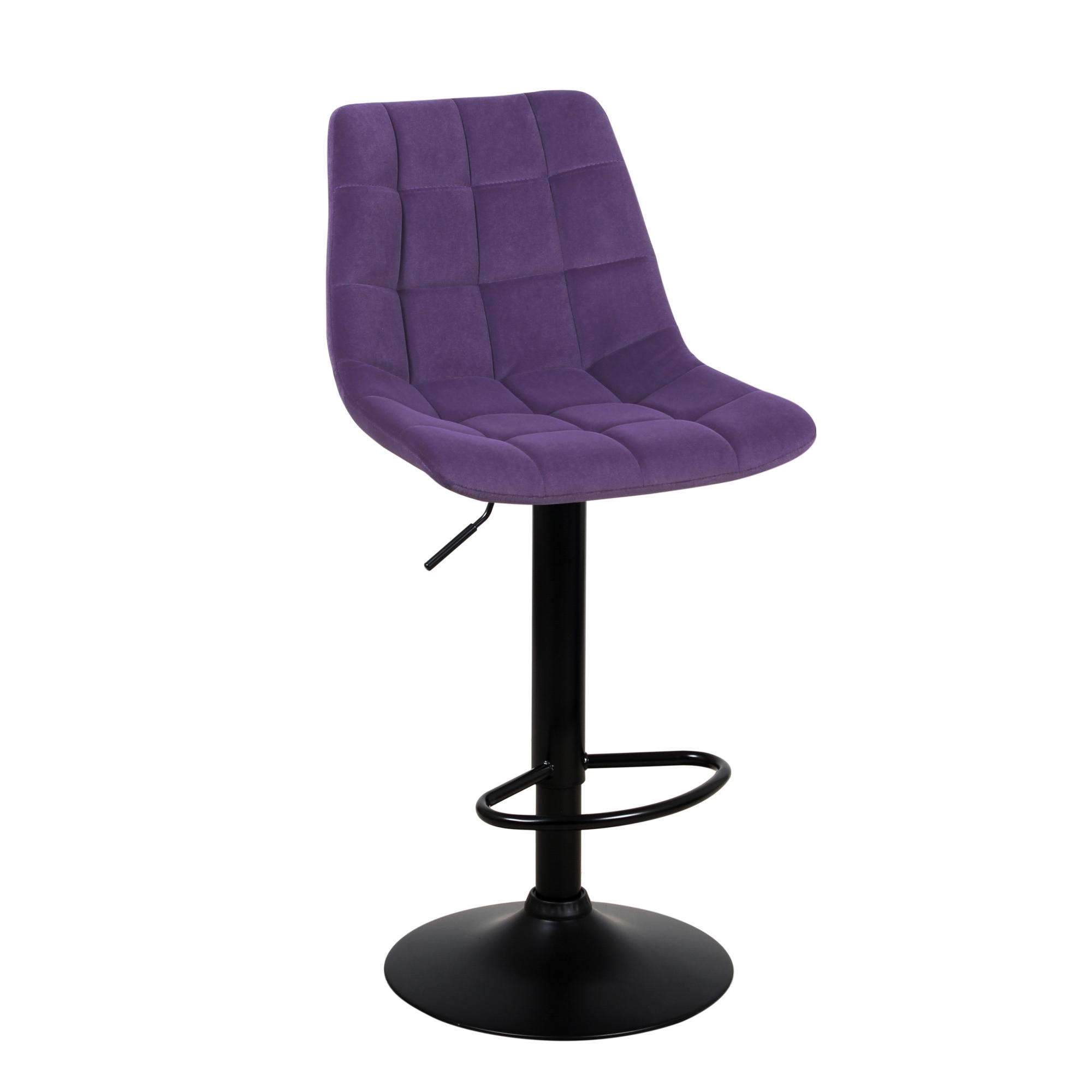 Барный стул на газлифте ЛИОН WX-2821 фиолетовый велюр, цвет основания черный
