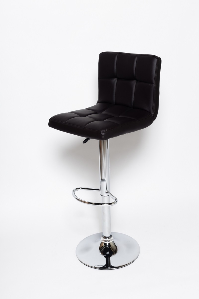 Барный стул на газлифте BN 1012, цвет черный экокожа, основание хром сталь