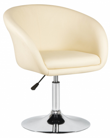 Кресло дизайнерское DOBRIN EDISON LM-8600, кремовый PU, основание хромированная сталь