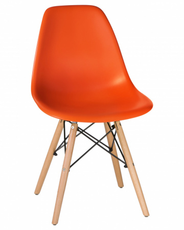Стул пластиковый SC-001 Eames оранжевый, ножки светлый бук