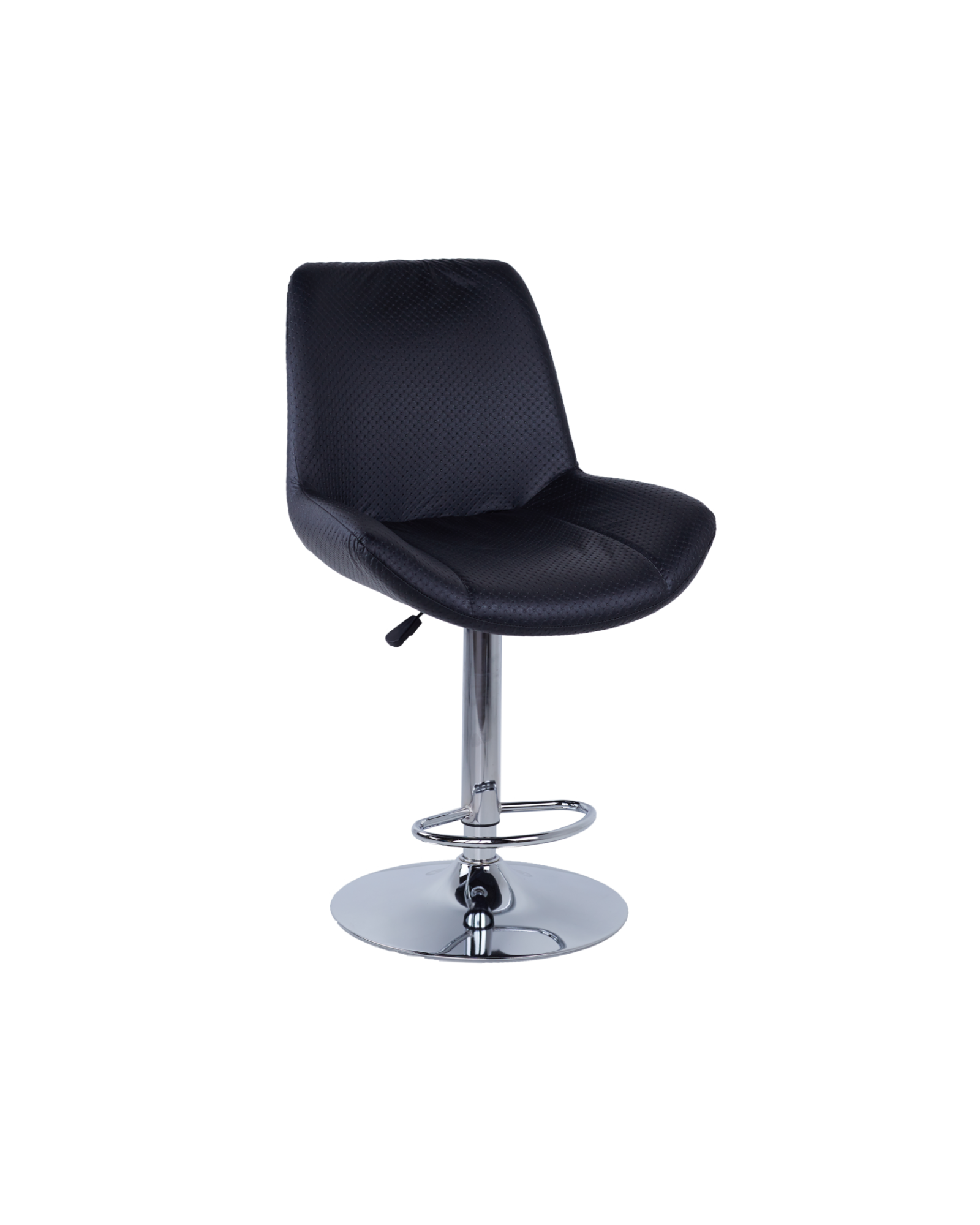 Барный стул на газлифте ОСКАР, экокожа черный, цвет основания хром