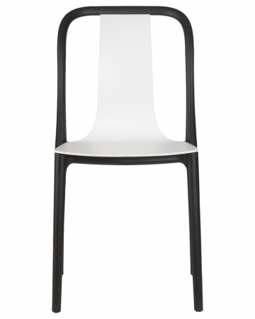 Обеденный стул DOBRIN ADAM, цвет сиденья белый, цвет основания черный пластик 