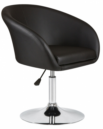 Кресло дизайнерское DOBRIN EDISON LM-8600, черный экокожа, основание хром