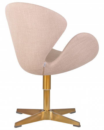 Кресло дизайнерское DOBRIN SWAN LMO-69A, бежевая ткань IF1, золотое основание