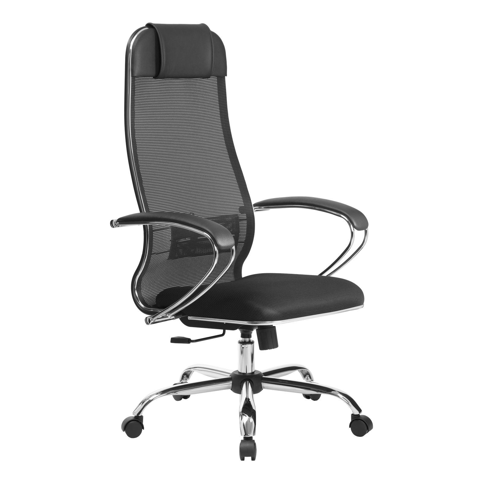 Кресло офисное МЕТТА комплект 15, сетчатая ткань черная,/хром