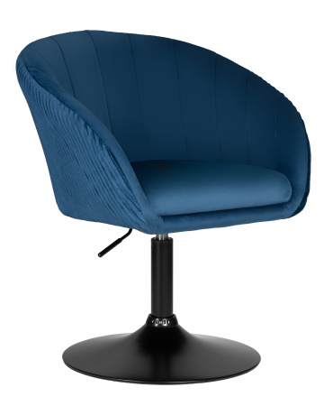 Кресло дизайнерское DOBRIN EDISON BLACK LM-8600_BlackBase, синий велюр (1922-20), цвет основания черный