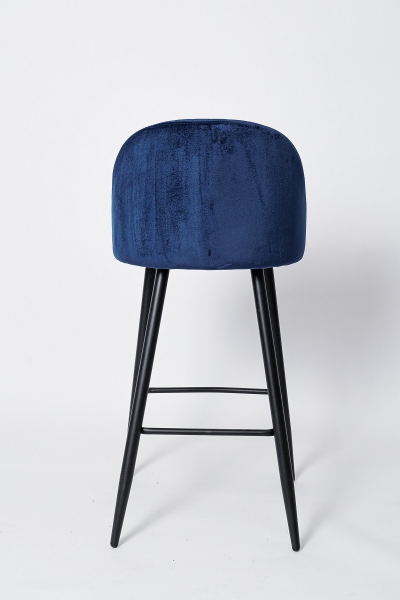 Барный стул ВC-1726, цвет синий вельвет, черное основание 
