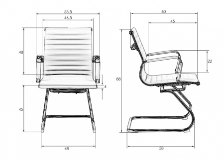 Офисное кресло для посетителей DOBRIN CODY LMR-102N, белый, основание хромированная сталь