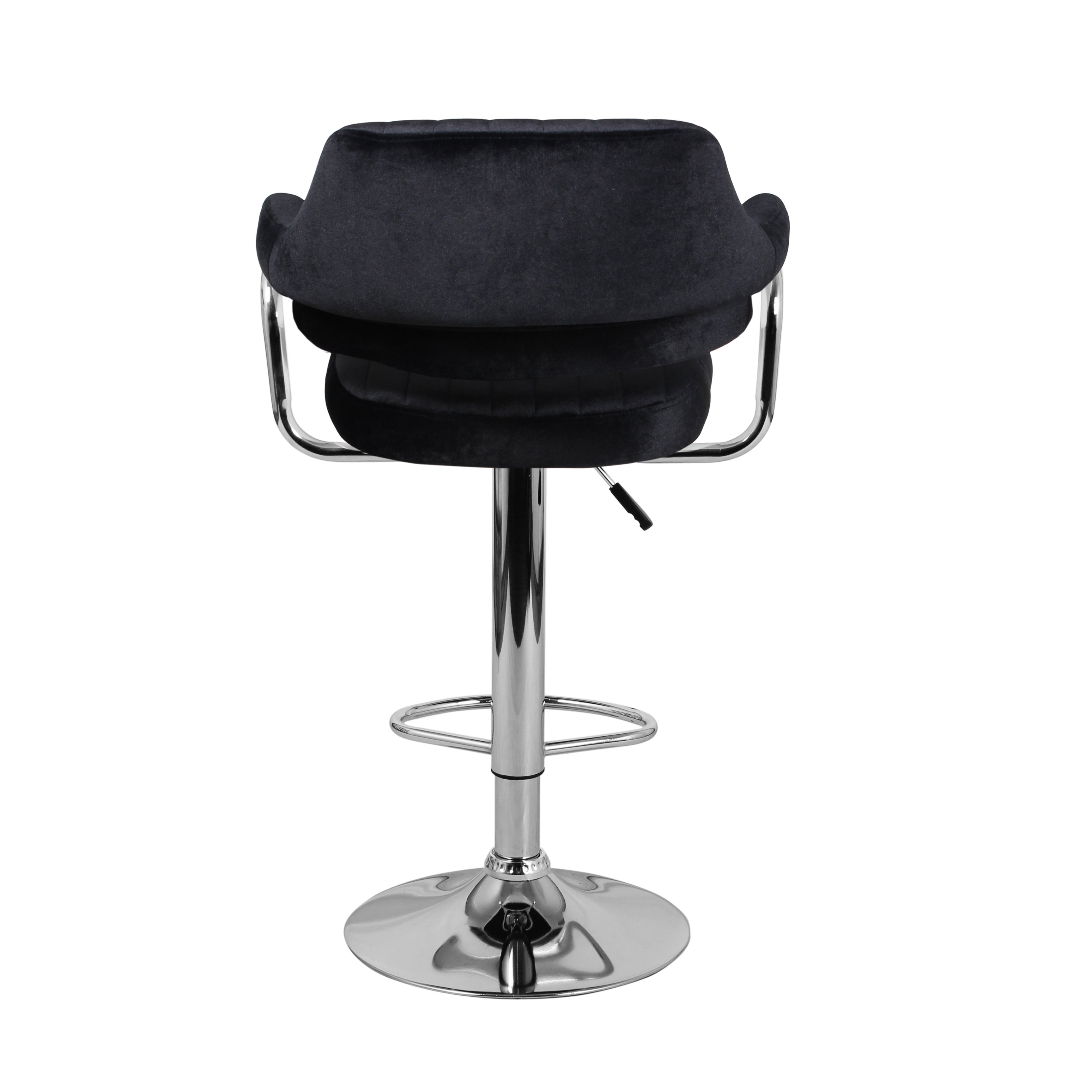 Барный стул на газлифте ЧАРЛИ WX-2915 черный велюр, основание хромированная сталь