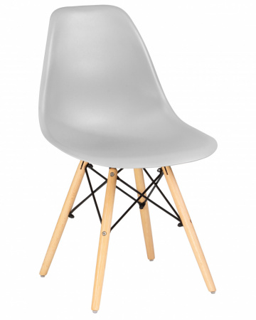 Обеденный стул DOBRIN DSW, ножки светлый бук, цвет светло-серый (GR-01) пластик 