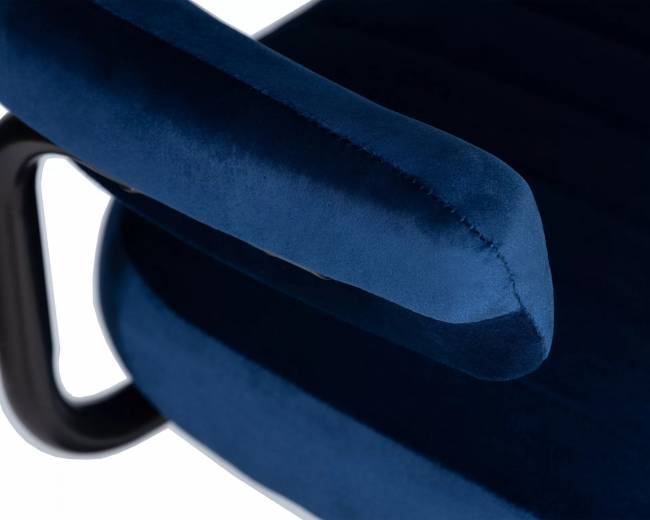 Барный стул на газлифте DOBRIN CHARLY BLACK, синий велюр, цвет основания черный
