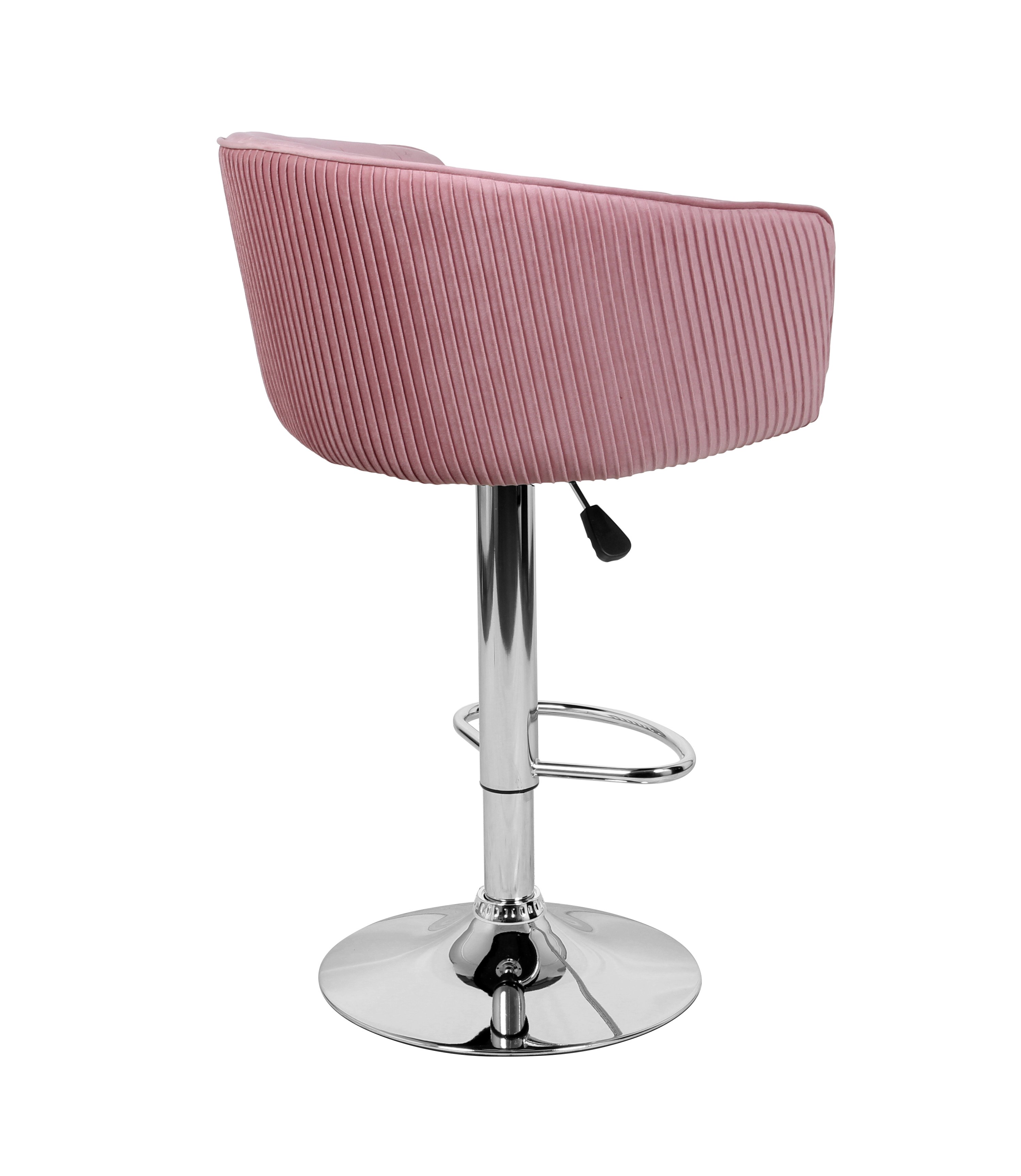 Барный стул на газлифте МАРК розовый велюр, основание хром