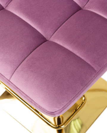 Барный стул на газлифте DOBRIN GOLDIE LM-5016 велюр пудрово-сиреневый, цвет основания золотой