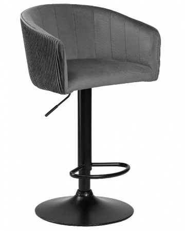 Барный стул на газлифте DOBRIN DARCY BLACK, серый велюр, черное основание