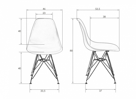 Обеденный стул DOBRIN DSR, ножки хром, цвет светло-серый пластик (GR-01) 