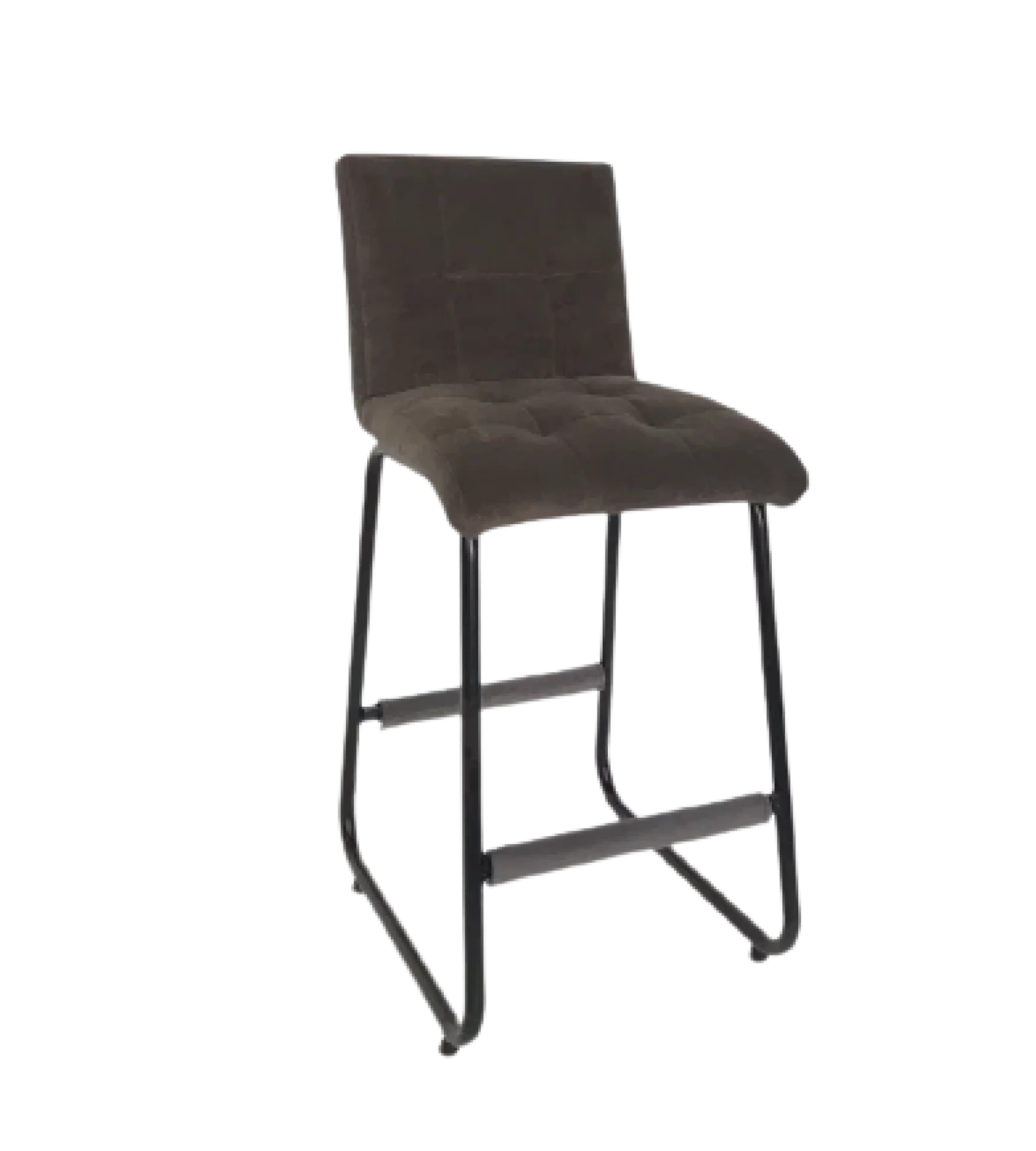 Барный стул МАРСЕЛЬ на металлическом основании, коричневый велюр