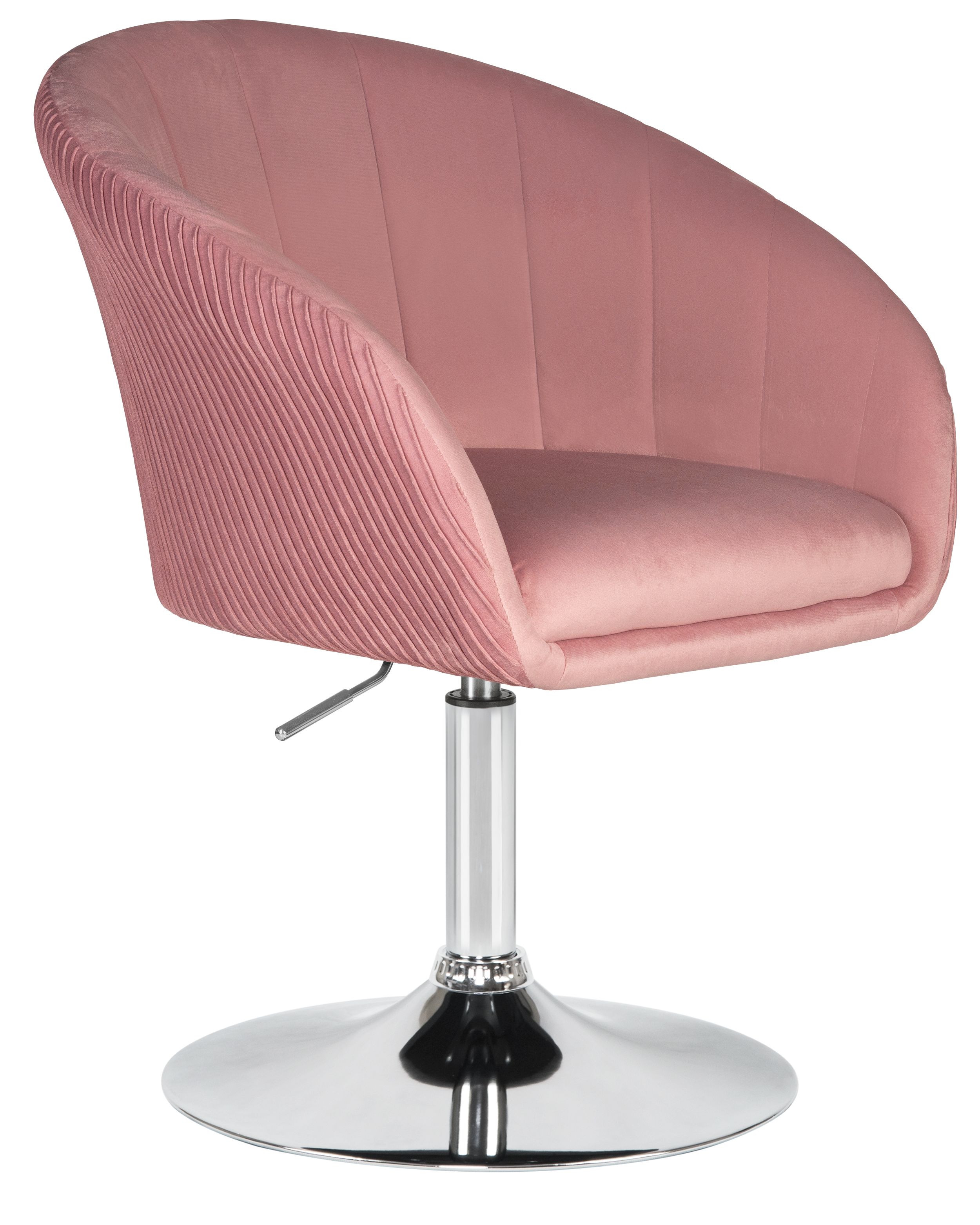 Кресло дизайнерское DOBRIN EDISON LM-8600, розовый велюр (1922-16), основание хромированная сталь