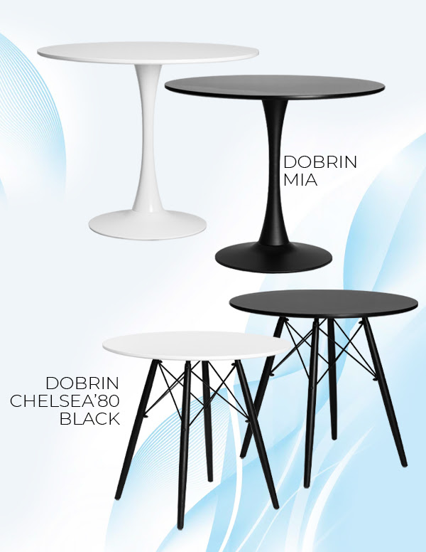 НОВИНКИ! Обеденный круглый стол DOBRIN MIA и кухонный стол CHELSEA'80 BLACK с черными деревянными ножками!