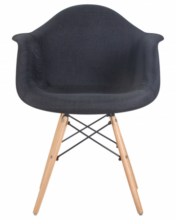 Обеденный стул DOBRIN DAW ROSS, ножки светлый бук, сиденье 012 белый пластик, чёрная ткань