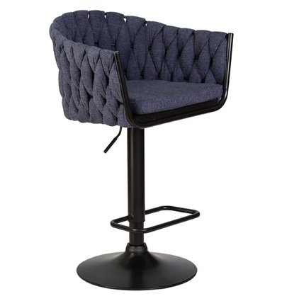 Барный стул на газлифте DOBRIN LEON LM-9690 синяя ткань, черное основание