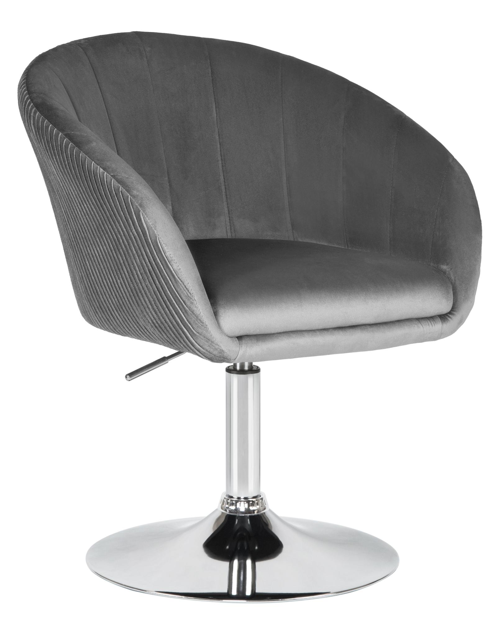 Кресло дизайнерское DOBRIN EDISON LM-8600, серый велюр (1922-19), основание хромированная сталь