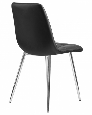 Обеденный стул DOBRIN ALEX, хром ножки, чёрная экокожа (P-01)